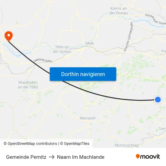 Gemeinde Pernitz to Naarn Im Machlande map