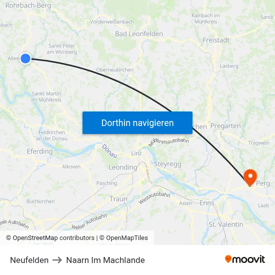 Neufelden to Naarn Im Machlande map