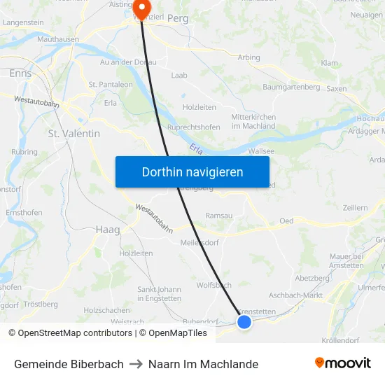 Gemeinde Biberbach to Naarn Im Machlande map