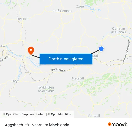 Aggsbach to Naarn Im Machlande map