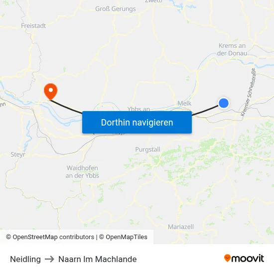Neidling to Naarn Im Machlande map