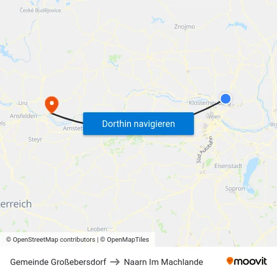 Gemeinde Großebersdorf to Naarn Im Machlande map