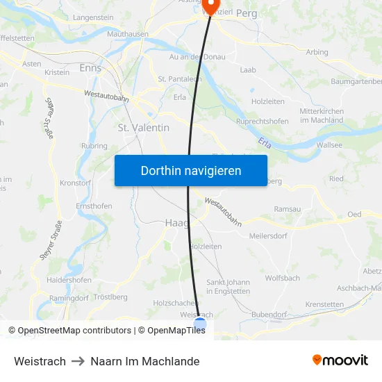 Weistrach to Naarn Im Machlande map