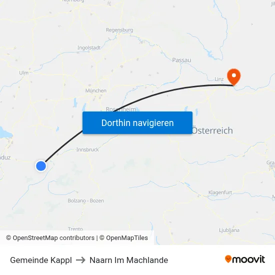 Gemeinde Kappl to Naarn Im Machlande map