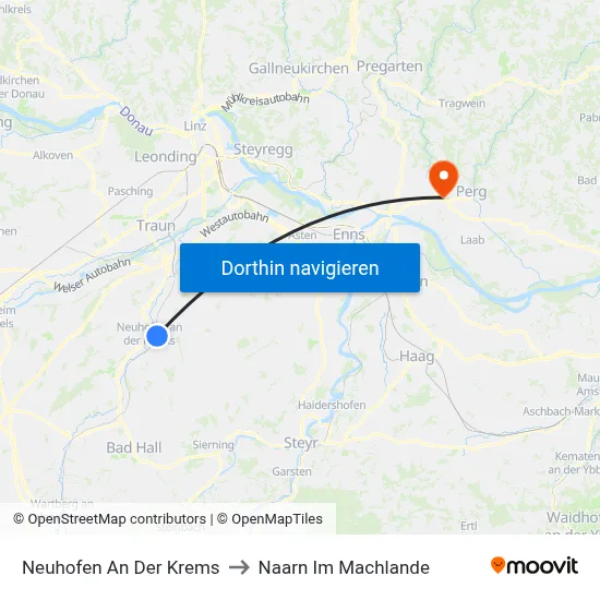 Neuhofen An Der Krems to Naarn Im Machlande map