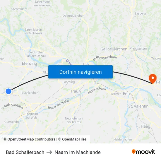 Bad Schallerbach to Naarn Im Machlande map