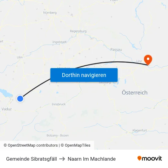 Gemeinde Sibratsgfäll to Naarn Im Machlande map