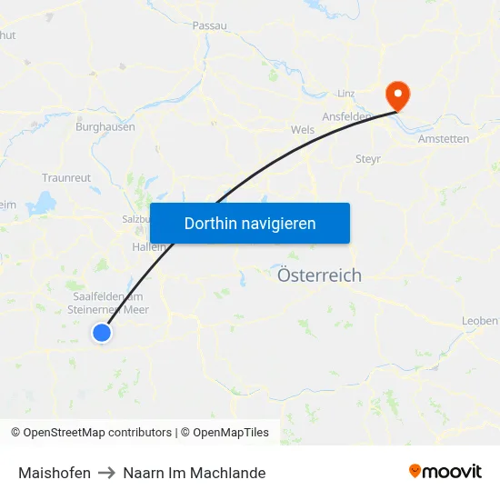 Maishofen to Naarn Im Machlande map