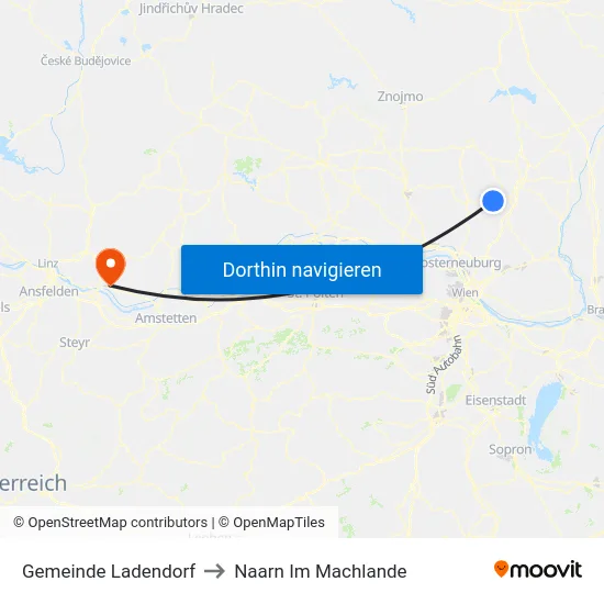 Gemeinde Ladendorf to Naarn Im Machlande map
