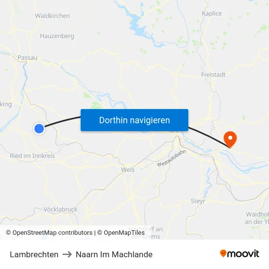 Lambrechten to Naarn Im Machlande map