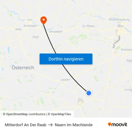 Mitterdorf An Der Raab to Naarn Im Machlande map