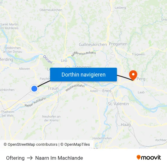Oftering to Naarn Im Machlande map