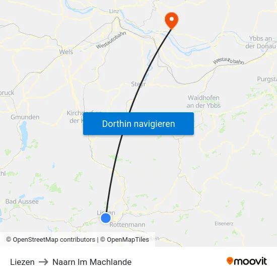 Liezen to Naarn Im Machlande map