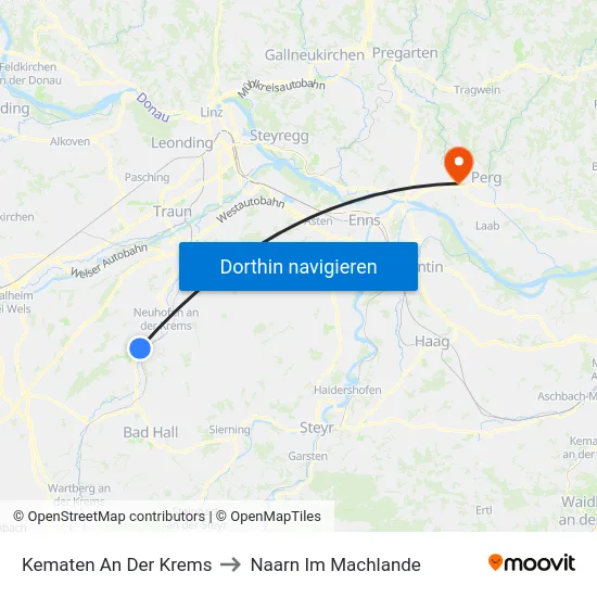 Kematen An Der Krems to Naarn Im Machlande map