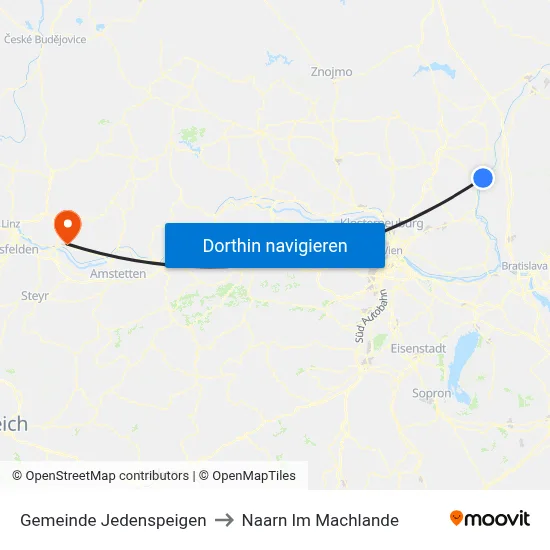 Gemeinde Jedenspeigen to Naarn Im Machlande map