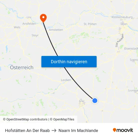 Hofstätten An Der Raab to Naarn Im Machlande map