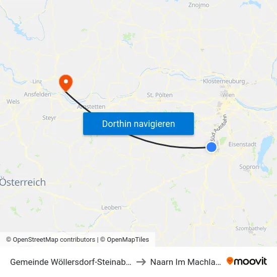 Gemeinde Wöllersdorf-Steinabrückl to Naarn Im Machlande map