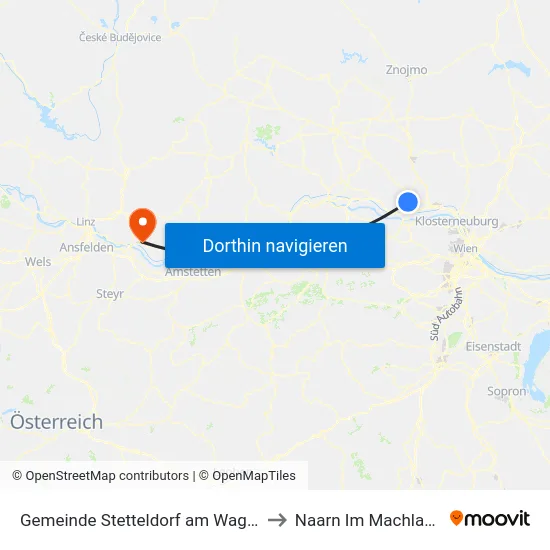 Gemeinde Stetteldorf am Wagram to Naarn Im Machlande map