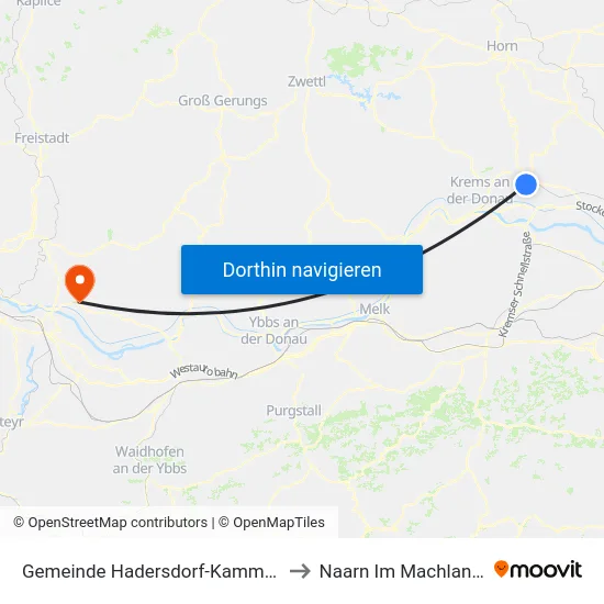 Gemeinde Hadersdorf-Kammern to Naarn Im Machlande map