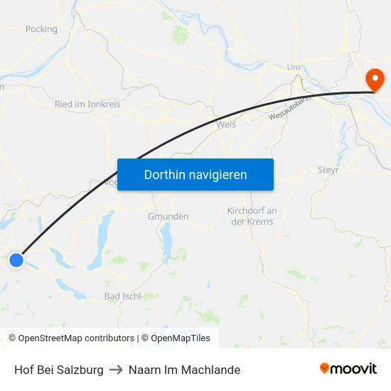 Hof Bei Salzburg to Naarn Im Machlande map
