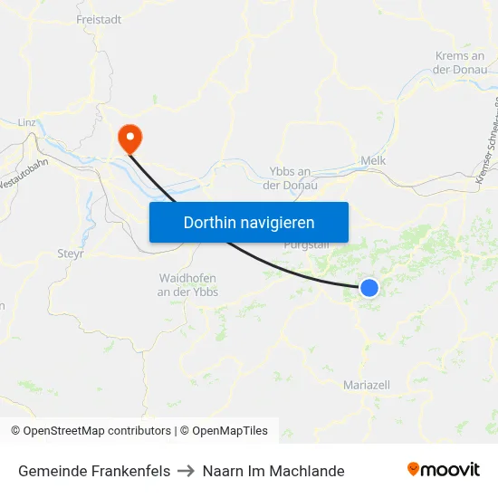Gemeinde Frankenfels to Naarn Im Machlande map