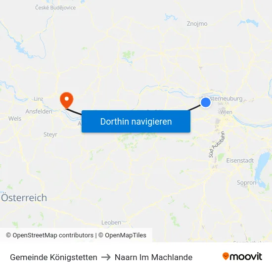 Gemeinde Königstetten to Naarn Im Machlande map