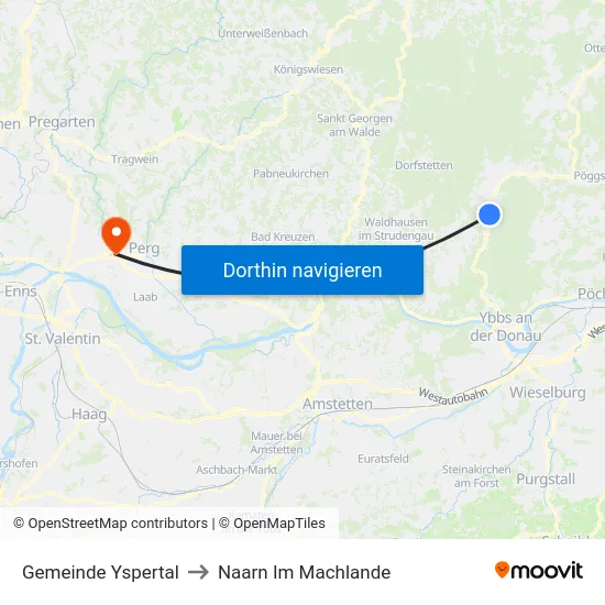Gemeinde Yspertal to Naarn Im Machlande map