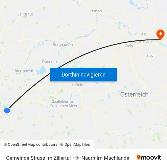Gemeinde Strass Im Zillertal to Naarn Im Machlande map