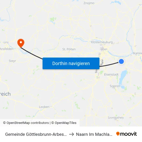 Gemeinde Göttlesbrunn-Arbesthal to Naarn Im Machlande map