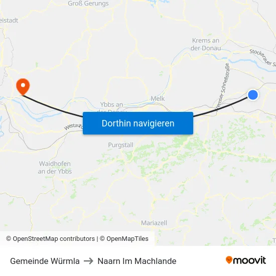 Gemeinde Würmla to Naarn Im Machlande map