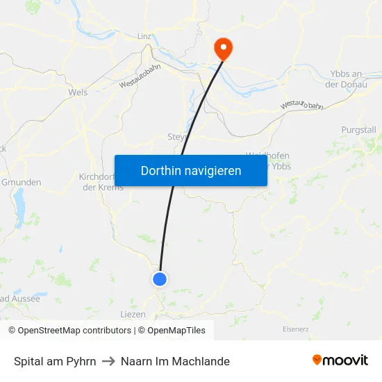 Spital am Pyhrn to Naarn Im Machlande map