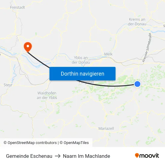 Gemeinde Eschenau to Naarn Im Machlande map