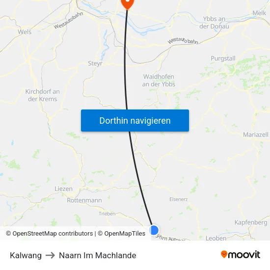 Kalwang to Naarn Im Machlande map