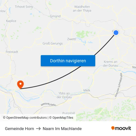 Gemeinde Horn to Naarn Im Machlande map