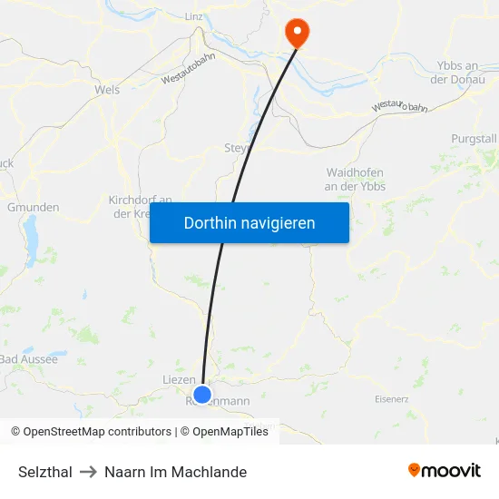 Selzthal to Naarn Im Machlande map