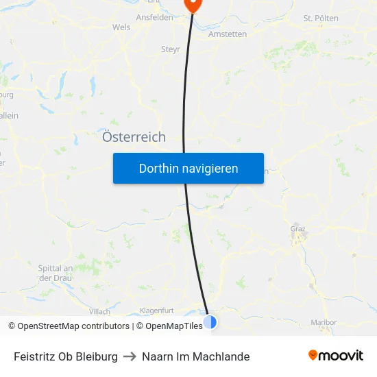Feistritz Ob Bleiburg to Naarn Im Machlande map
