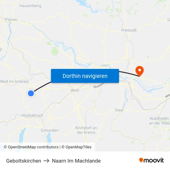 Geboltskirchen to Naarn Im Machlande map