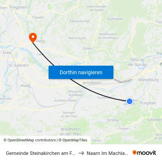 Gemeinde Steinakirchen am Forst to Naarn Im Machlande map