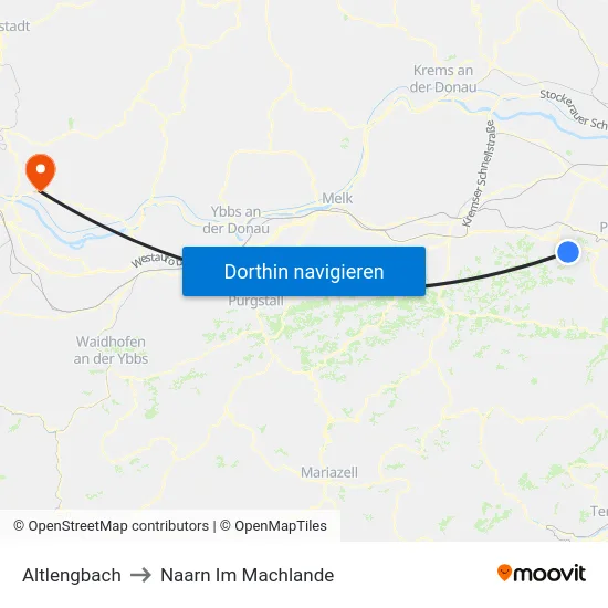 Altlengbach to Naarn Im Machlande map
