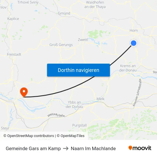 Gemeinde Gars am Kamp to Naarn Im Machlande map