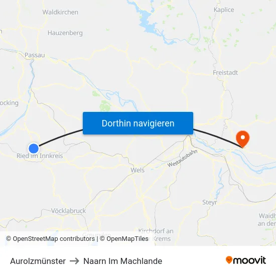 Aurolzmünster to Naarn Im Machlande map