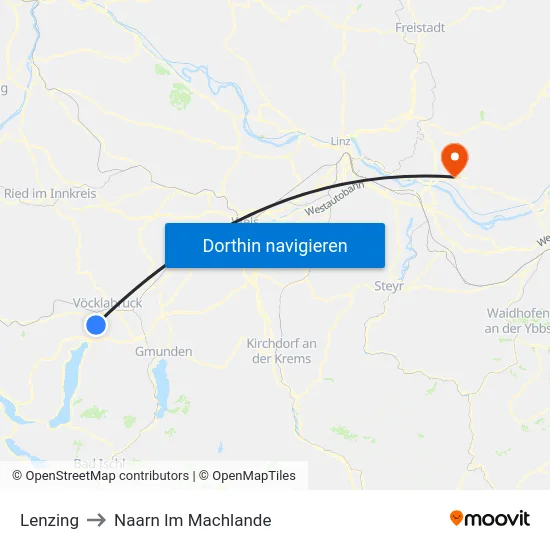 Lenzing to Naarn Im Machlande map