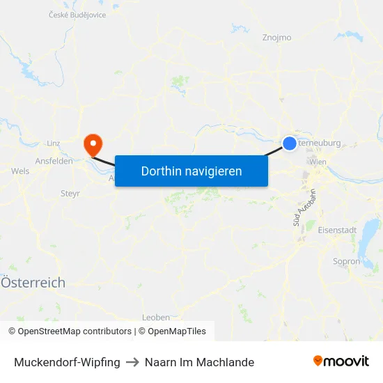 Muckendorf-Wipfing to Naarn Im Machlande map