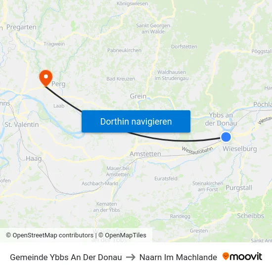 Gemeinde Ybbs An Der Donau to Naarn Im Machlande map