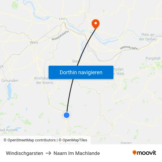 Windischgarsten to Naarn Im Machlande map