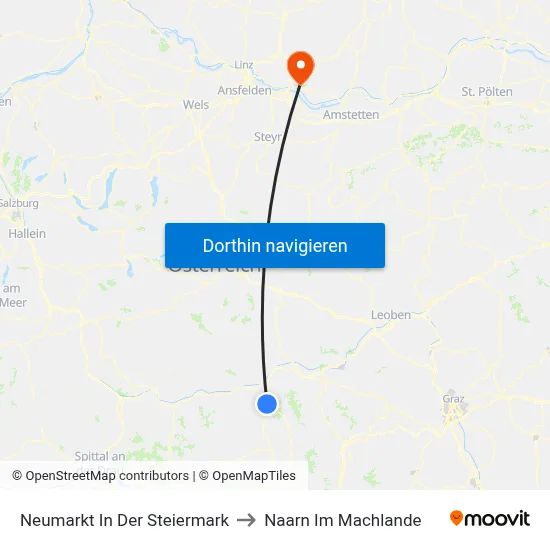 Neumarkt In Der Steiermark to Naarn Im Machlande map