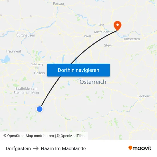 Dorfgastein to Naarn Im Machlande map