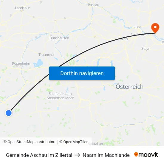 Gemeinde Aschau Im Zillertal to Naarn Im Machlande map