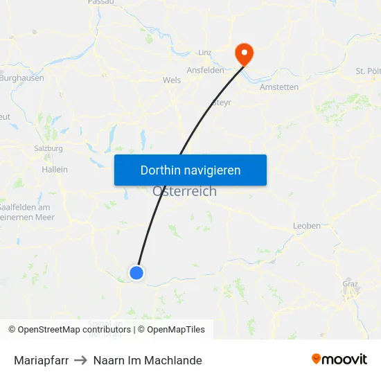 Mariapfarr to Naarn Im Machlande map