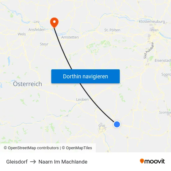 Gleisdorf to Naarn Im Machlande map